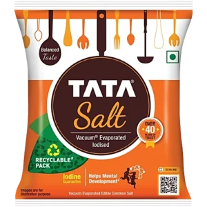 Tata Salt Vacuum Evaporated Iodised Edible Common Salt, 1 kg Pouch